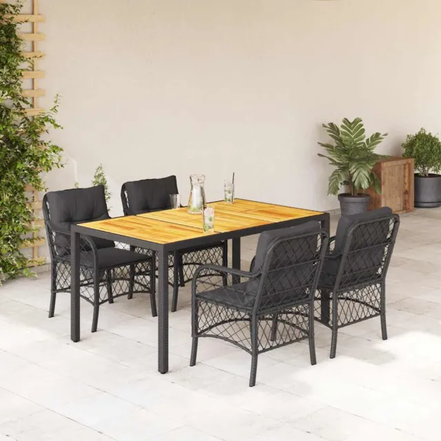 vidaXL 5-delige Tuinset met kussens poly rattan zwart, foto 2