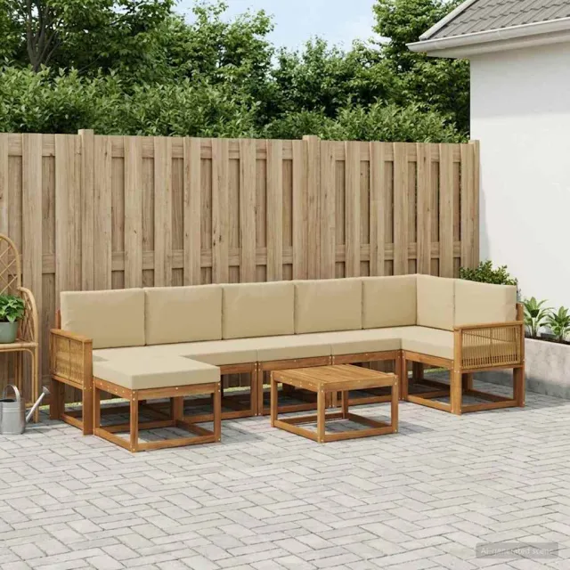 vidaXL Buiten bankenset 8 st 7-zits Natuurlijk en Beige