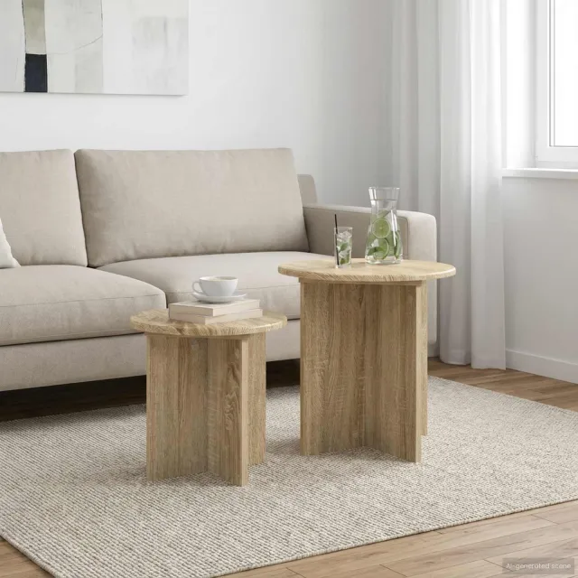 vidaXL Bijzettafelset 2 st Sonoma Eiken Ø 45 x 45 cm Bruin