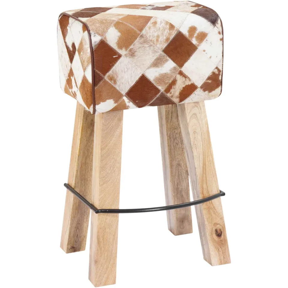 vidaXL Barkruk 2 st Bruine patchwork 44 x 33 x 74 cm Echt Leer, foto 4