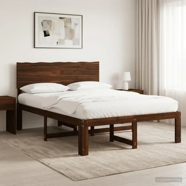 vidaXL Tweepersoonsbed met hoofdeinde ROSTOCK Donkerbruin 160 x 200 cm