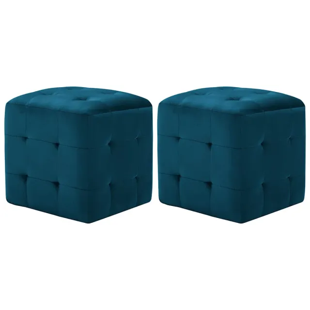 vidaXL Poef 2 st 30x30x30 cm fluweel blauw, foto 2