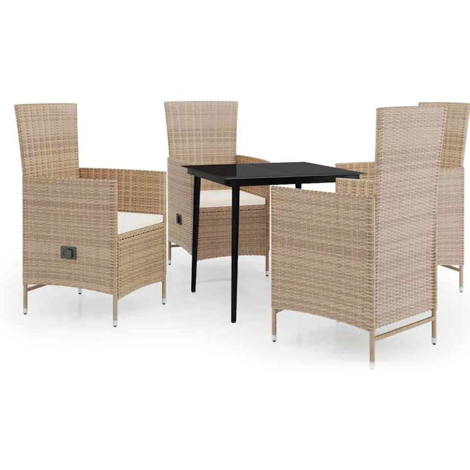 vidaXL 5-delige Tuinset met kussens beige, foto 3