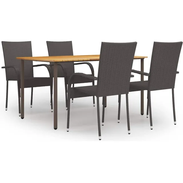 vidaXL 5-delige Tuinset poly rattan bruin