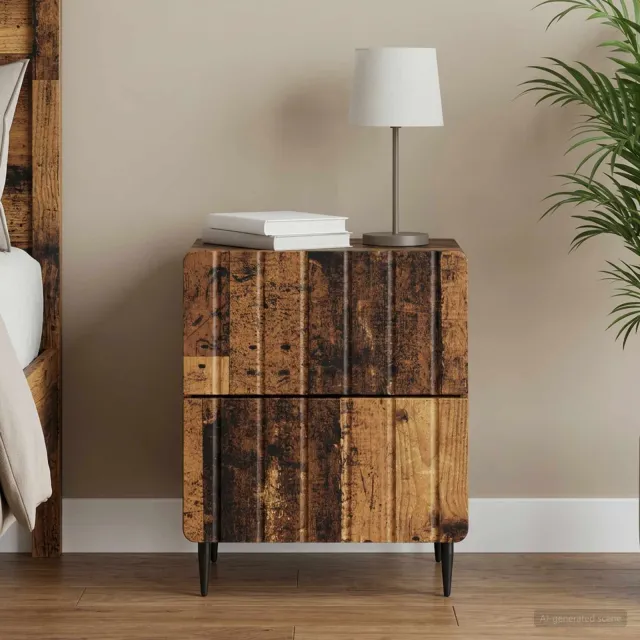 vidaXL Nachtkastje Oud hout 43 x 34,5 x 49,5 cm Bewerkt hout bruin, foto 2