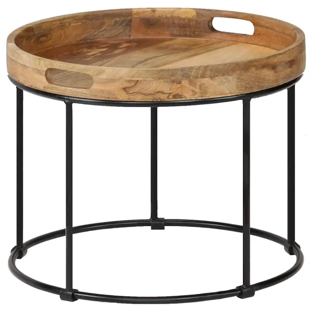 vidaXL Salontafel 50x40 cm massief mangohout en staal Bruin