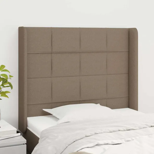 vidaXL Hoofdbord met randen 93x16x118/128 cm stof taupe