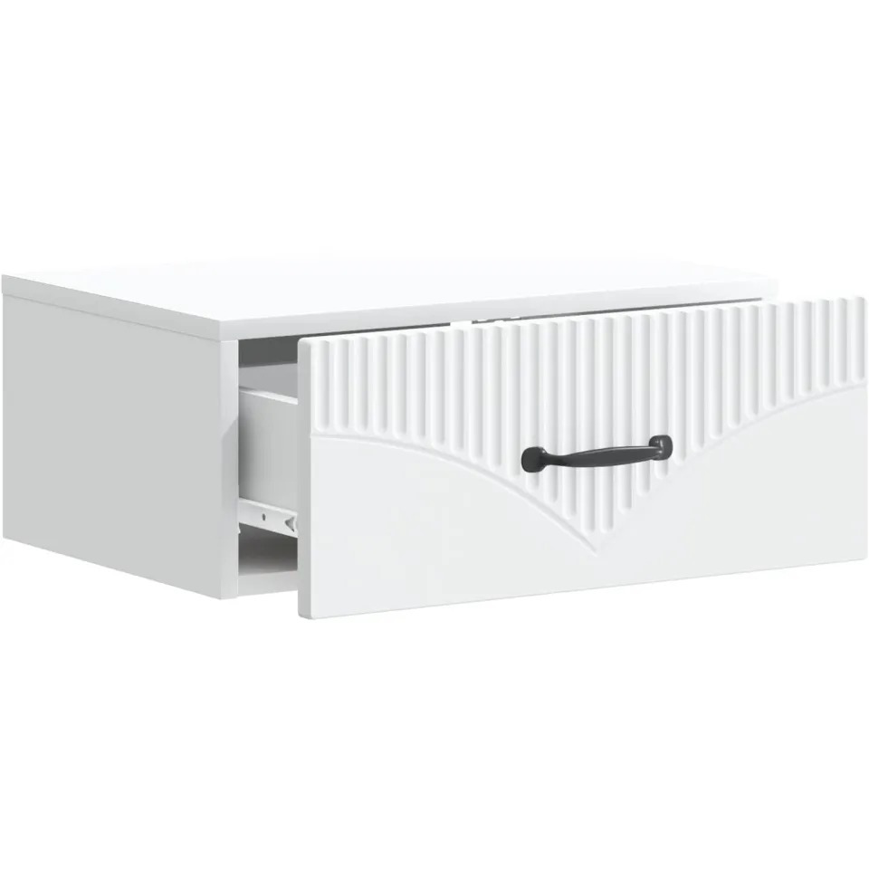 vidaXL Wandbeugel Bedkast met lade Wit 49 x 34,5 x 20 cm Bewerkt hout, foto 3