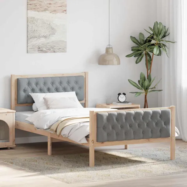 vidaXL Bedframe Lichtgrijs 100 x 200 cm Massief grenenhout Bruin