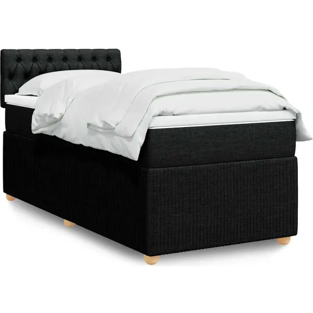 vidaXL Boxspring met matras stof zwart 100x200 cm