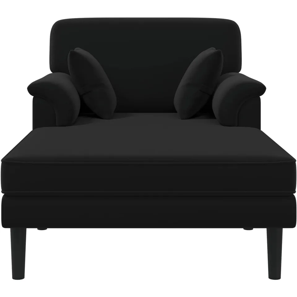 vidaXL Chaise longue Zwart fluweel, foto 3