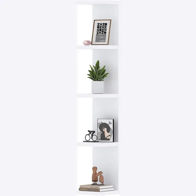 COOAU Wandplank - Boeken Planken - Displaystandaard voor Figuren - Zwevend - 5 Verdiepingen - 18x14.5x80 cm Wit