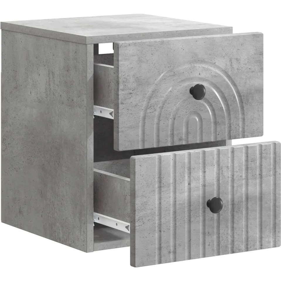 vidaXL Wandbeugel Bedkast Betongrijs 33 x 34,5 x 40 cm Bewerkt hout grijs, foto 3