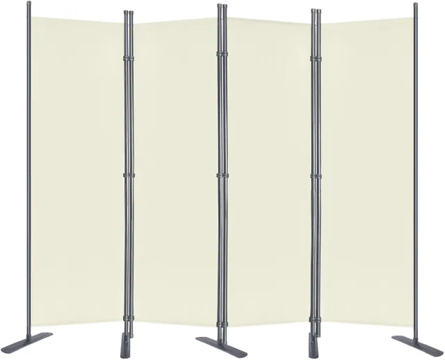 NAIZY 4-delige scherm gemaakt van polyester stof scheidingswand voor binnen en buiten vouwen 225x180cm scheidingswand met vloer nagels balkon privacy scherm kamer verdeler voor tuin woonkamer kantoor (kaas)