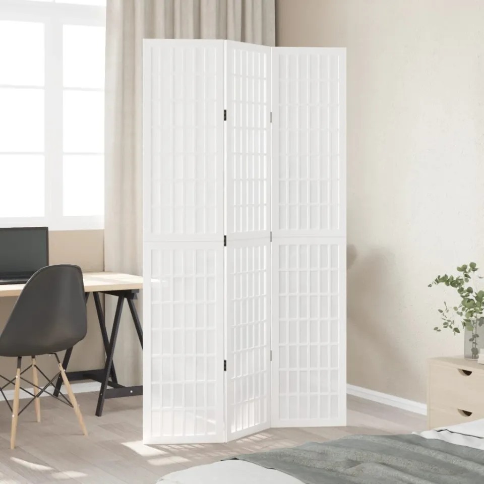 vidaXL Kamerscherm met 3 panelen massief paulowniahout wit, foto 4