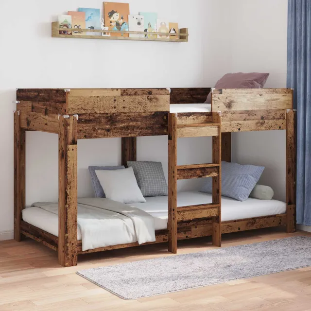 vidaXL Bunk Bed voor Kinderen Oudhout 100 x 200 cm Bewerkt hout Bruin