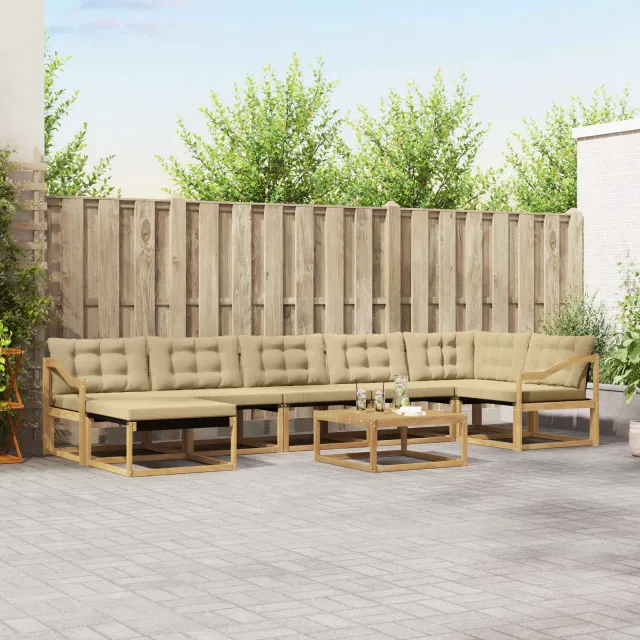 vidaXL Buiten bankenset 8 st 7-zits Wit en Beige