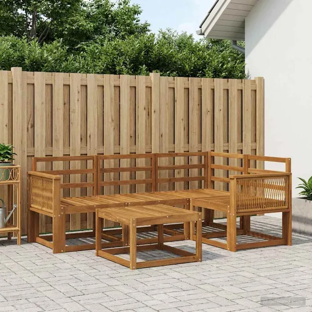 vidaXL Buiten bankenset 5 st 4-zits Naturel Massief Acaciahout Bruin