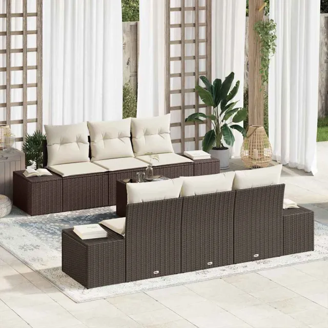 vidaXL Tuin Sofa Set 8 st Bruin en Crème poly rattan, foto 2