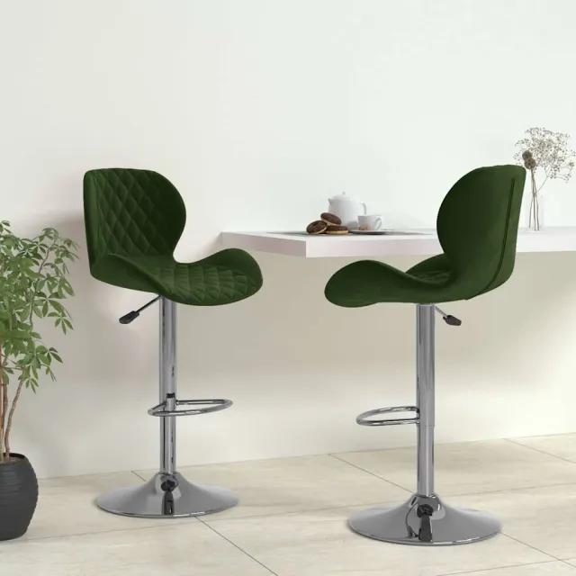 vidaXL Barkrukken 2 st fluweel donkergroen groen, foto 2