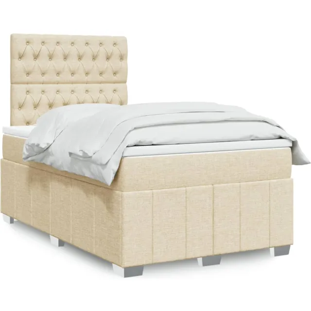 vidaXL Boxspring met matras stof crèmekleurig 120x190 cm