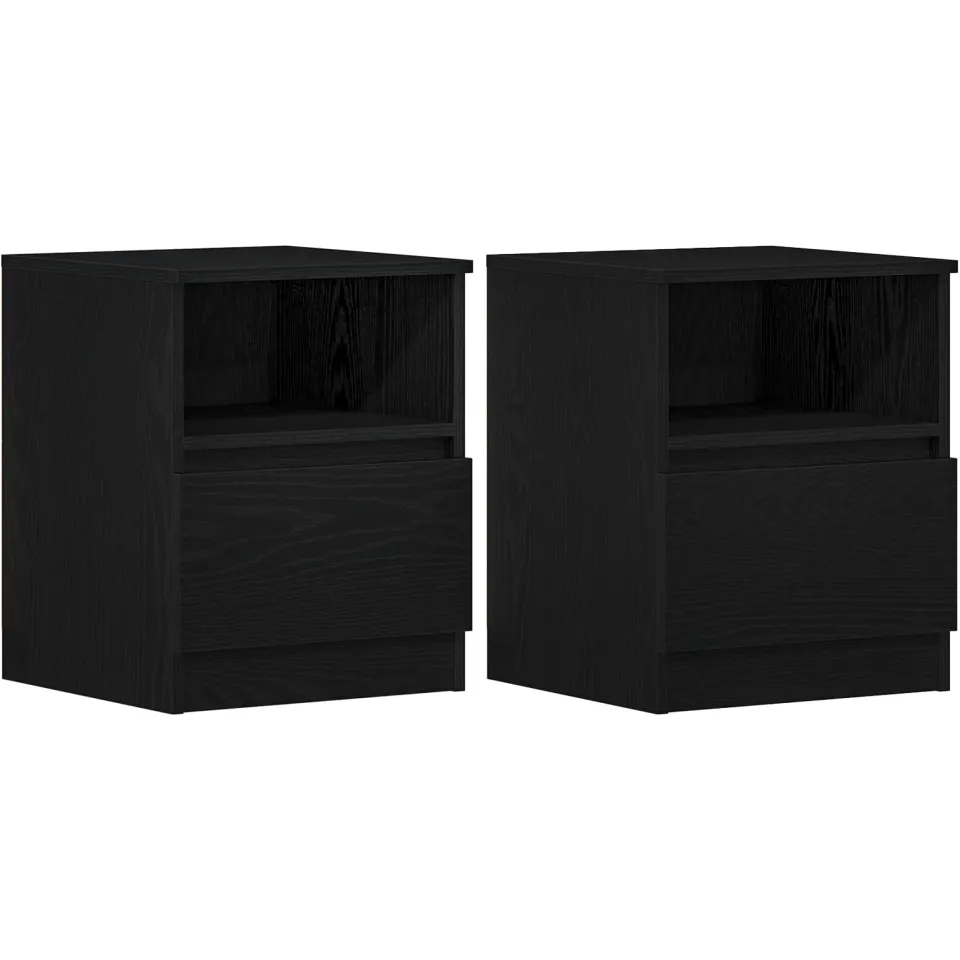 vidaXL Nachtkastje 2 st Zwart Eiken 40 x 40 x 50 cm Bewerkt hout, foto 3