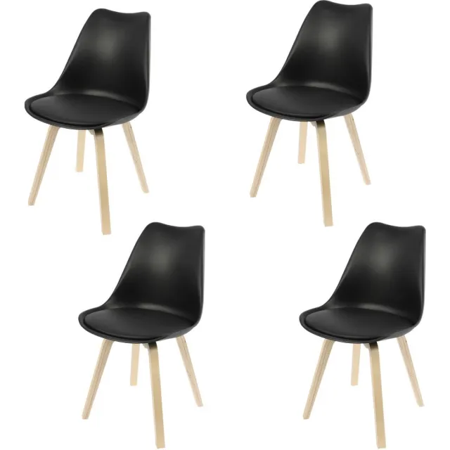 Urban Living SET VAN 4 "EMY" ZWARTE STOELEN MET KUSSEN 45X58X49/H82CM