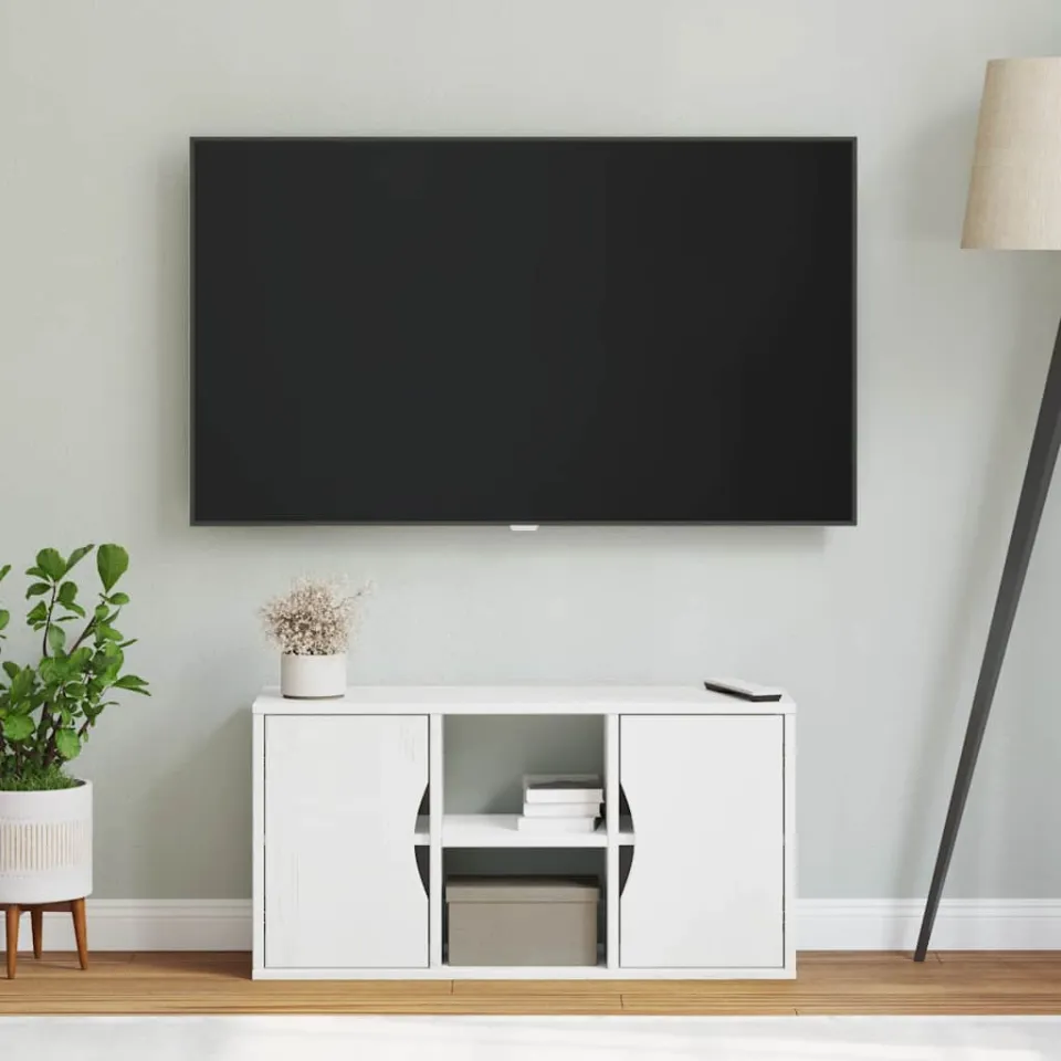 vidaXL Tv-meubel ODDA 79x24x40 cm massief grenenhout wit, foto 4
