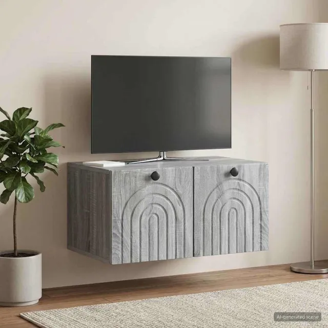 vidaXL Wandbeugel TV-kast Grijs sonoma 59,5 x 41 x 30 cm Bewerkt hout, foto 2