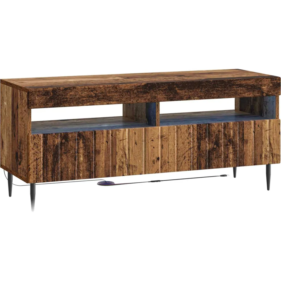 vidaXL LED tv-meubel ZWOLLE 100 x 35 x 43 cm Oud hout Bewerkt hout bruin, foto 3
