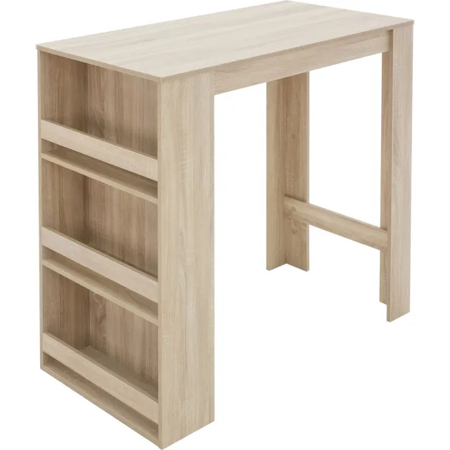 ml-design bartafel met 3 etages, eiken Sonoma, 117x106x57 cm, veel bergruimte, bartafel met 3 etages, bartafel bistrotafel bartafel keukentafel ontbijttafel Bruin