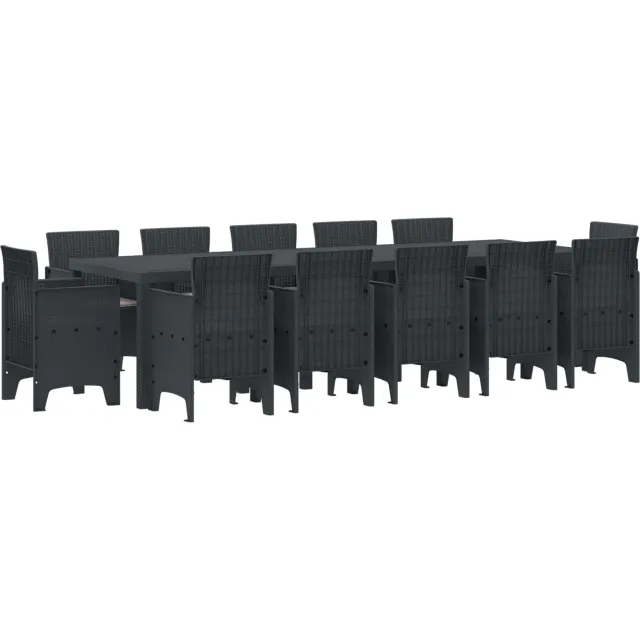 vidaXL Tuin Eetset 13 st Antraciet Synthetisch riet Anthraciet