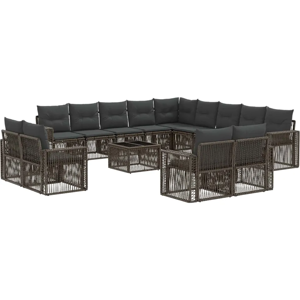 vidaXL Tuinbankenset 14 st 13-zits Grijs en Donkergrijs poly rattan, foto 3