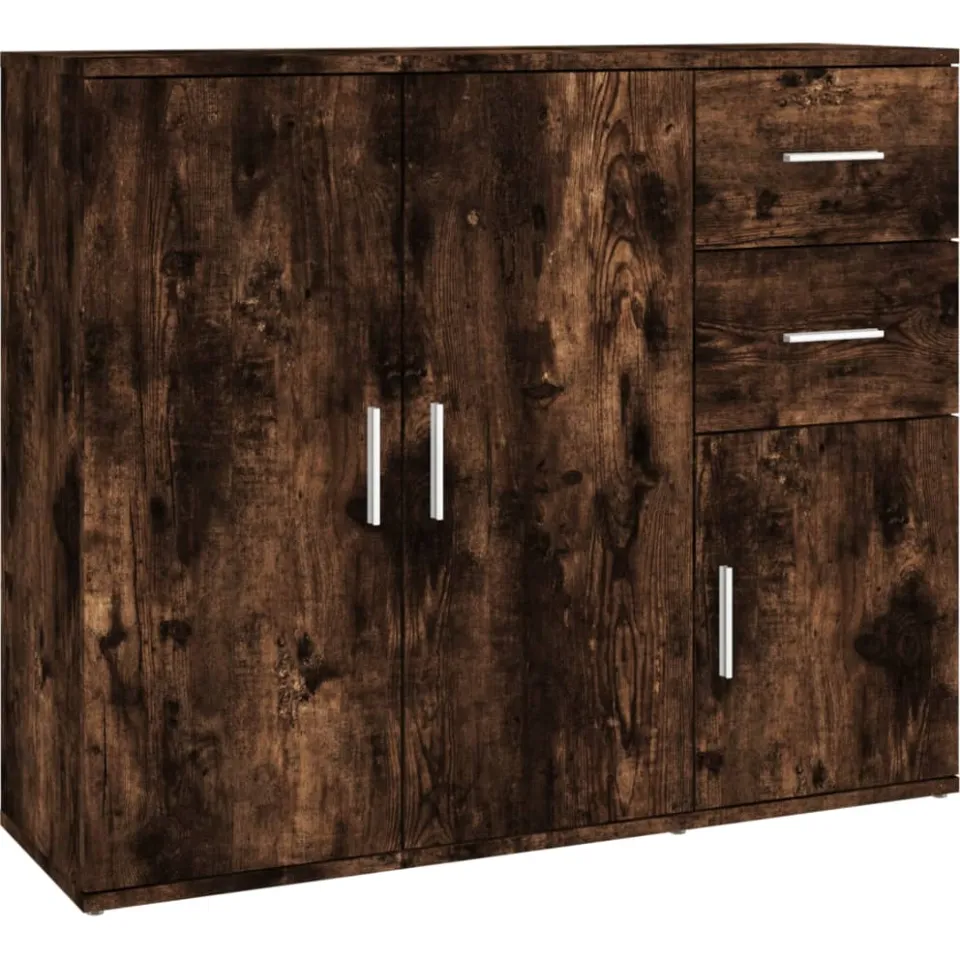 vidaXL Dressoir 91x29,5x75 cm bewerkt hout gerookt eikenkleurig Bruin