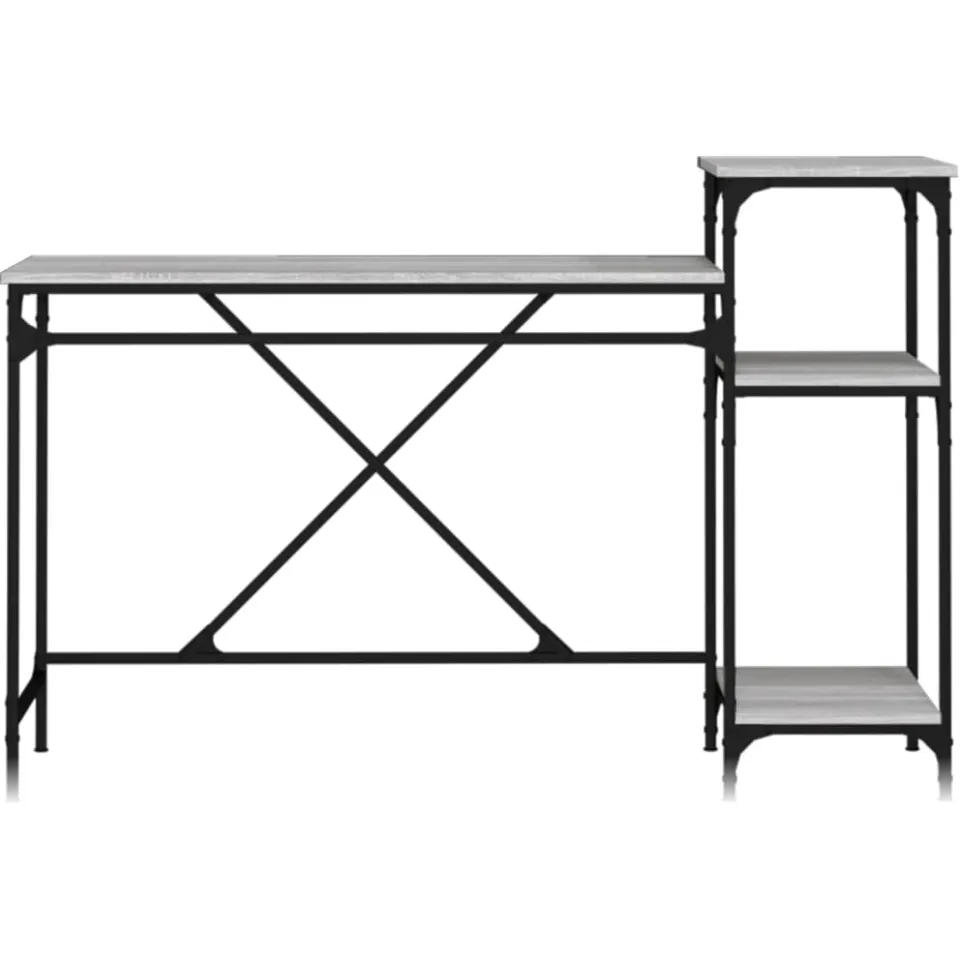 vidaXL Bureau 135x50x90 bewerkt hout en ijzer grijs sonoma eikenkleur, foto 4