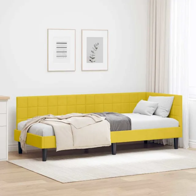 vidaXL Hoekbedframe Geel 80 x 200 cm fluweel