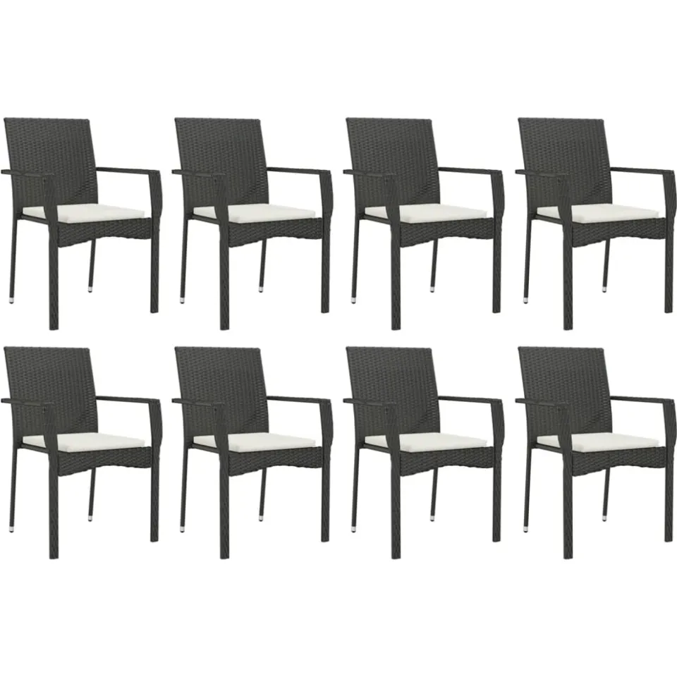 vidaXL 9-delige Tuinset poly rattan zwart, foto 3