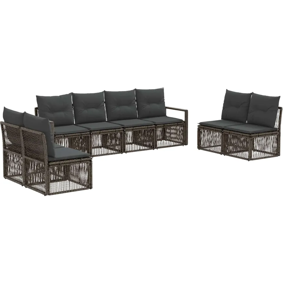 vidaXL Tuinbankenset 8 st 8-zits Grijs poly rattan, foto 3