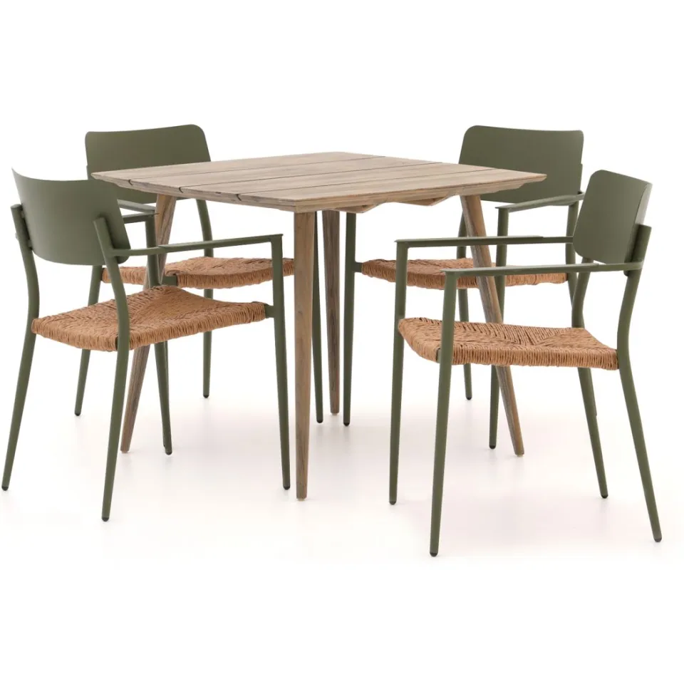 Bellagio tuinmeubelen Bellagio Cino/ROUGH-K 90cm dining tuinset 5-delig stapelbaar bruin, foto 4