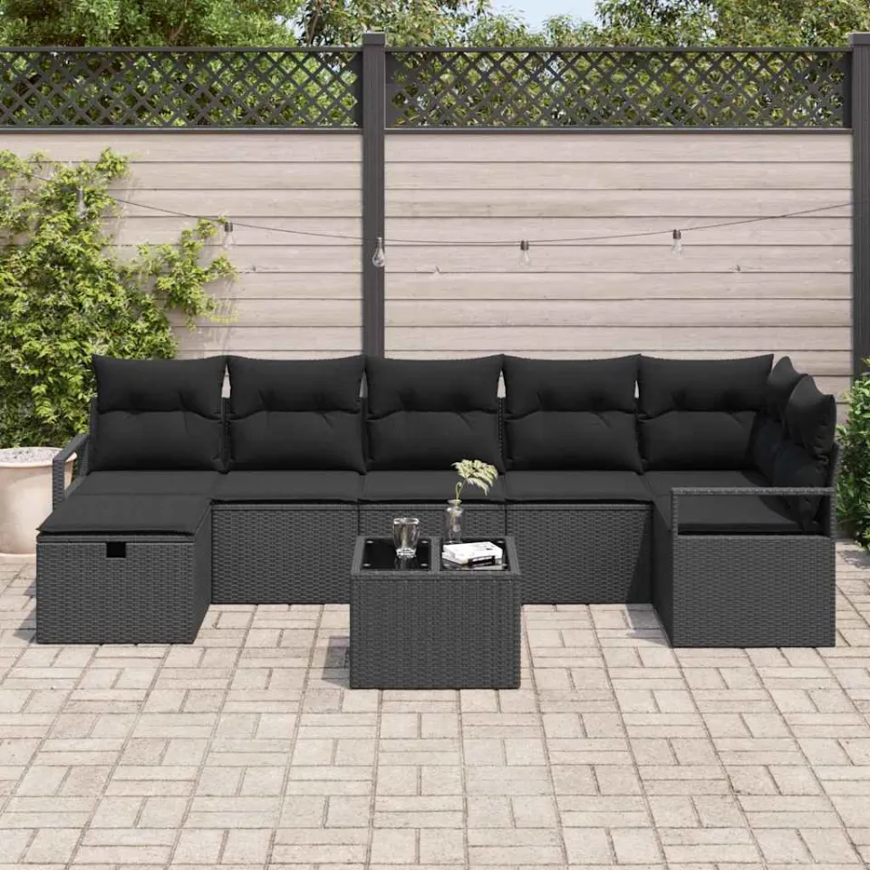 vidaXL Bankstel 5 st poly rattan zwart, foto 3