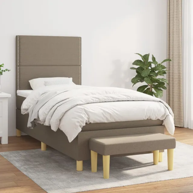 vidaXL Boxspring met matras stof taupe 90x190 cm