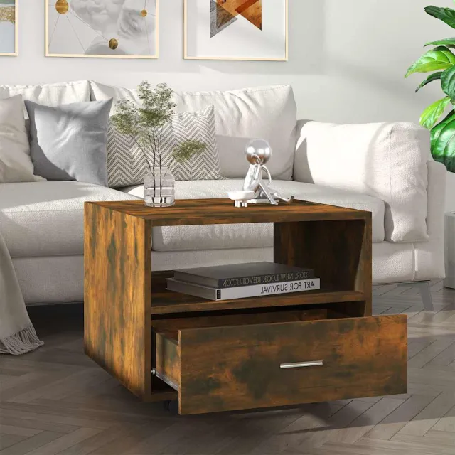 vidaXL Salontafel 55x55x40 cm bewerkt hout gerookt eikenkleurig, foto 2