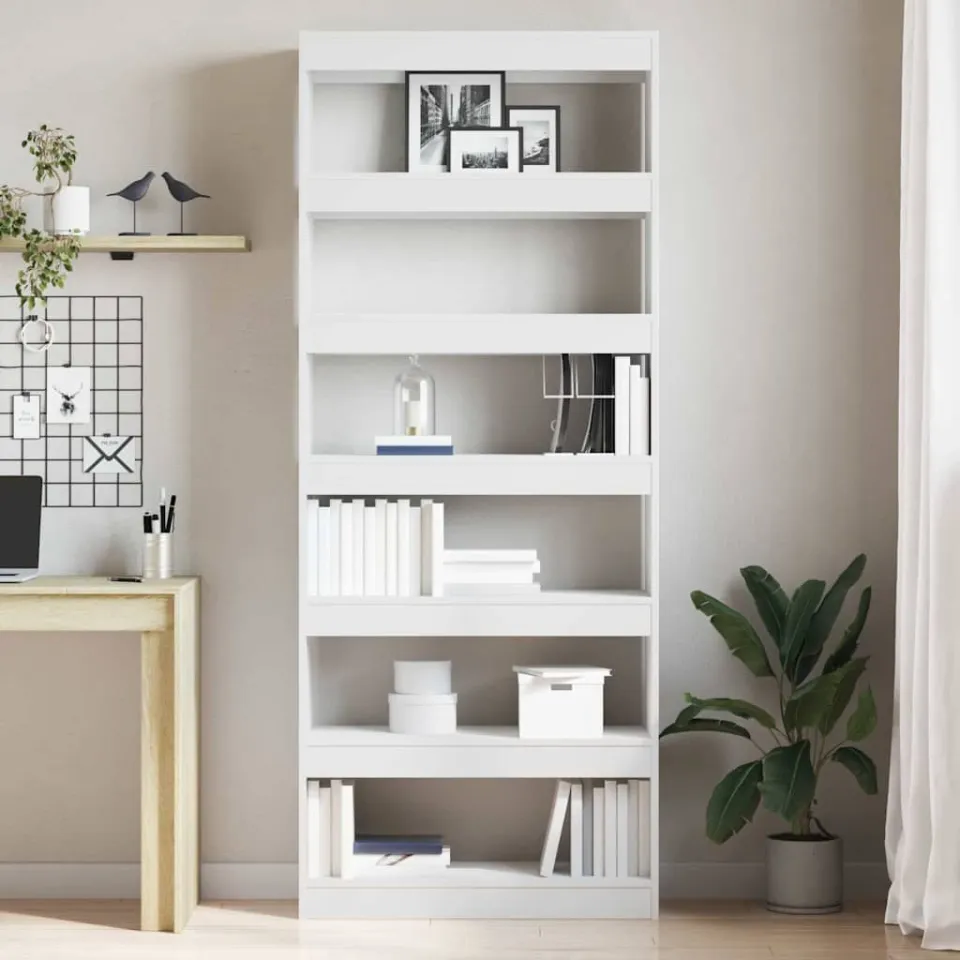 vidaXL Boekenkast 6-laags 80 x 30 x 198 cm Bewerkt hout Wit, foto 3