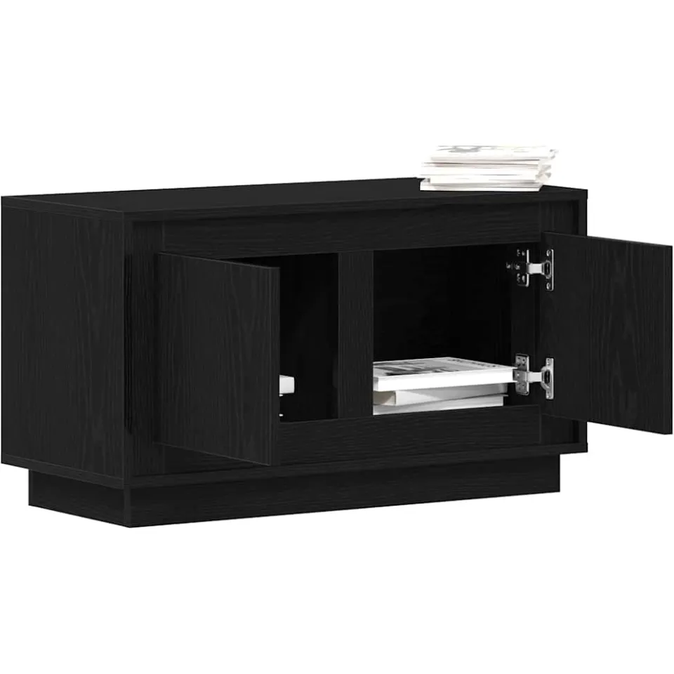 vidaXL TV-kast 80 x 35 x 45 cm Zwart eiken Bewerkt hout