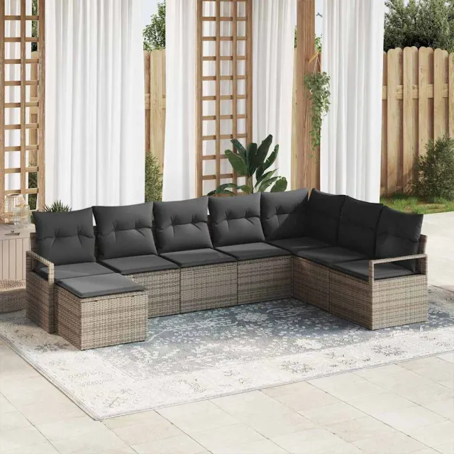 vidaXL Bankstel 8 st Grijs poly rattan, foto 2