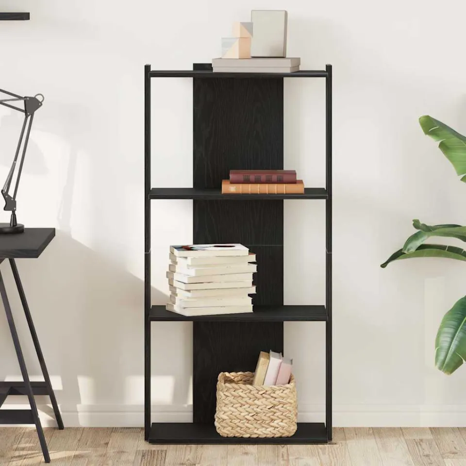 vidaXL Boekenkast 3-laags 60x30x120 cm bewerkt hout zwart, foto 2