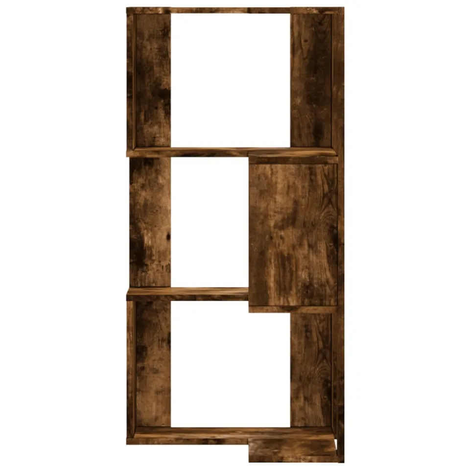 vidaXL Boekenkast 3-laags hoek 50x50x102 cm bewerkt hout gerookt eiken, foto 4