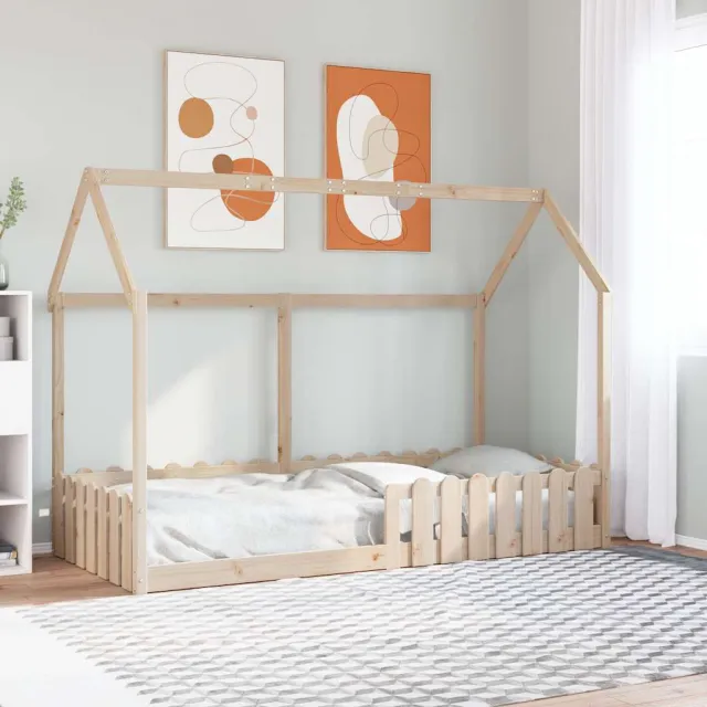 vidaXL Bedhuis massief grenenhout 90x190 cm bruin