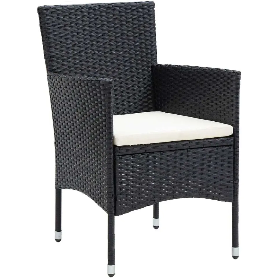 vidaXL 5-delige Tuinset met kussens poly rattan zwart, foto 4