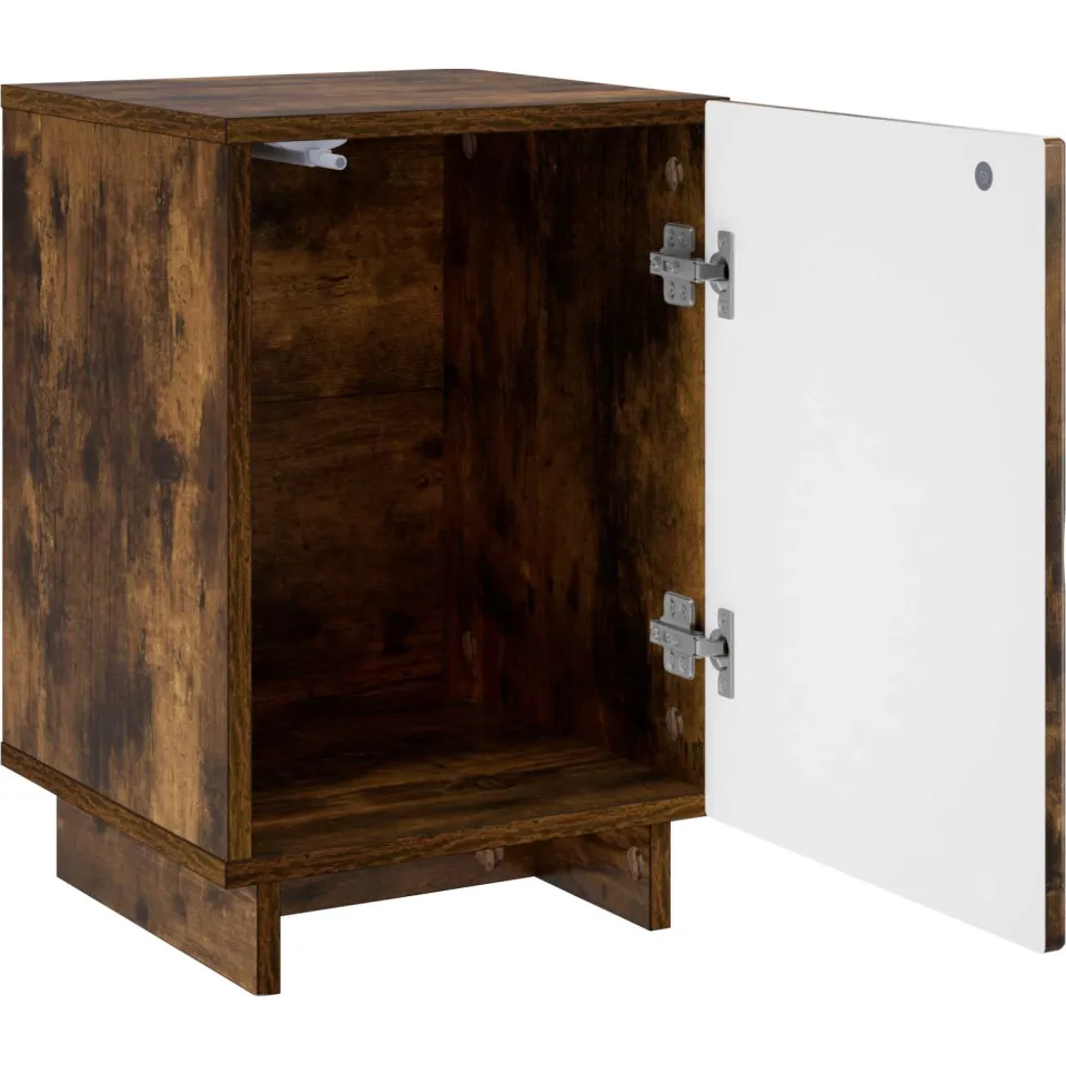 vidaXL Nachtkastje Gerookt eiken 33,5 x 34,5 x 50 cm Bewerkt hout Bruin